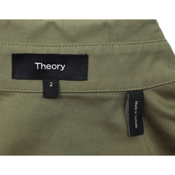 Theory Women's Willow Green Soft Chino Short Sleeve Belted Shirt Dress Sz 2 - Picture 4 of 7